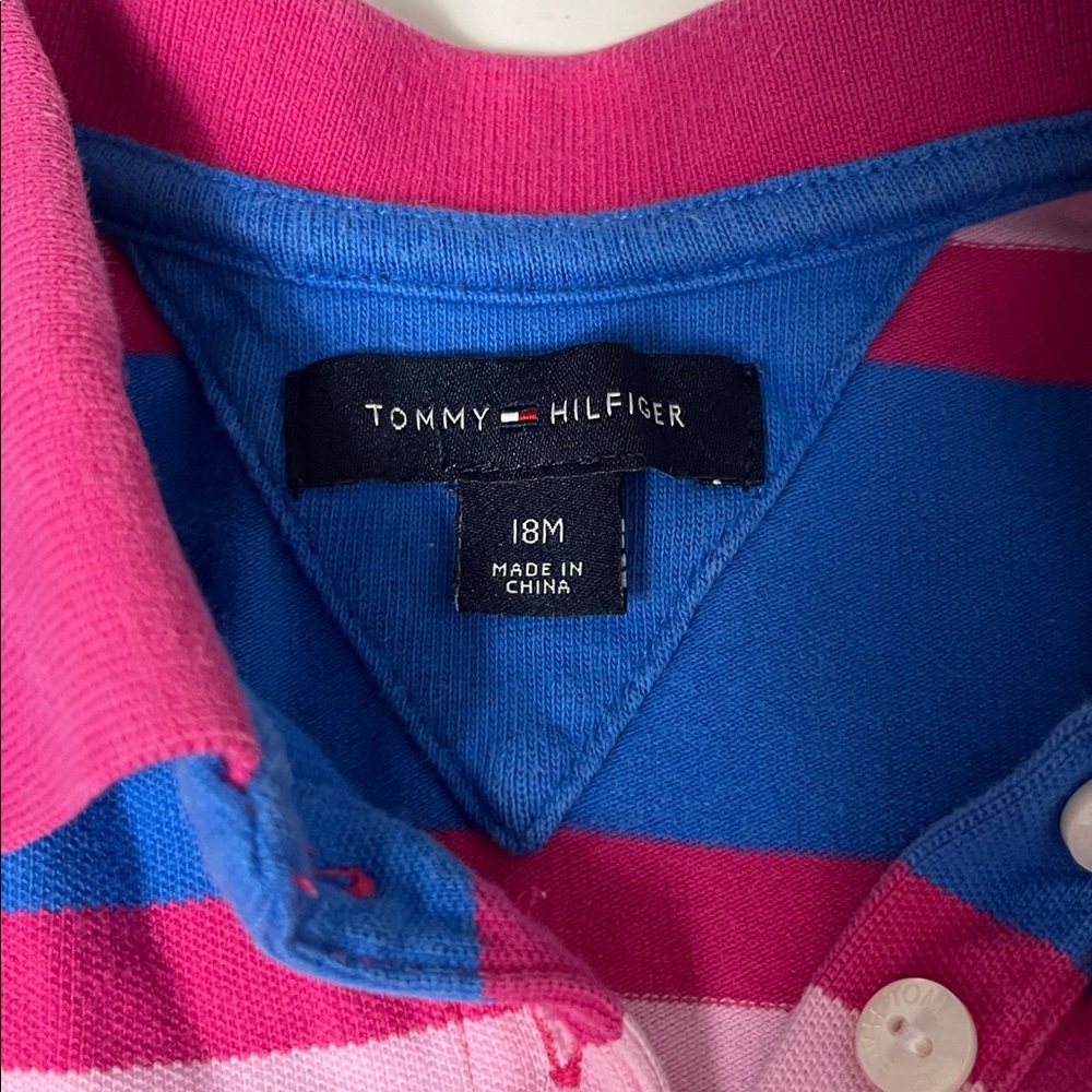 Set of 2 Tommy Hilfiger 18M Striped Pink Short Sleeve Collared Dresses - Picture 5 of 6